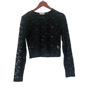 Riley & James Black Lace Sheer Crop Top XL Fairy Grunge Romantic Goth